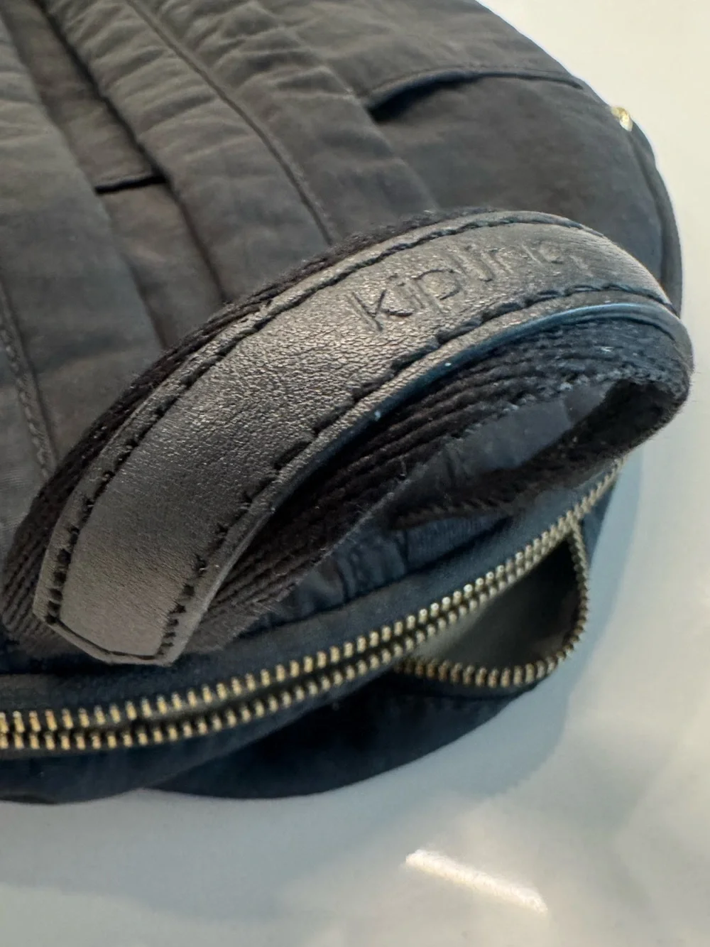Kipling Black Nylon Backpack with Pom Pom Charm